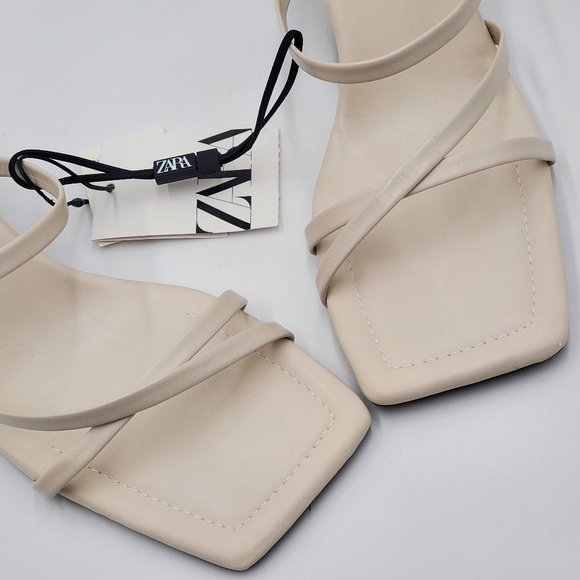 Zara Leather Strappy Heeled Sandals - NWT - Picture 5 of 14